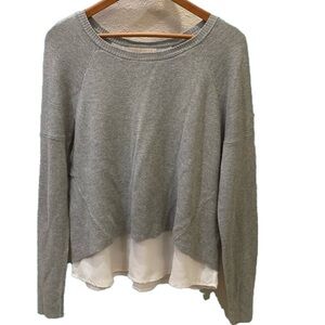 Michael Kors layered cotton sweater. Gray over white. Size L. Great condition.